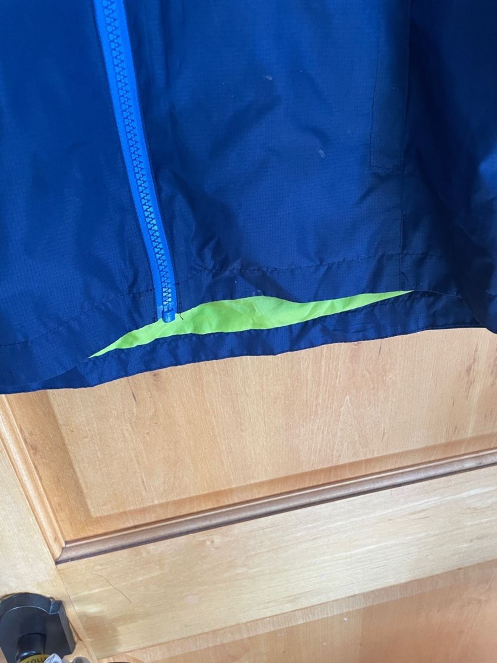 Eddie Bauer Blue Navy Colorblock Hooded Windbreaker Lime Lining Boys L 14/16 - Picture 8 of 10